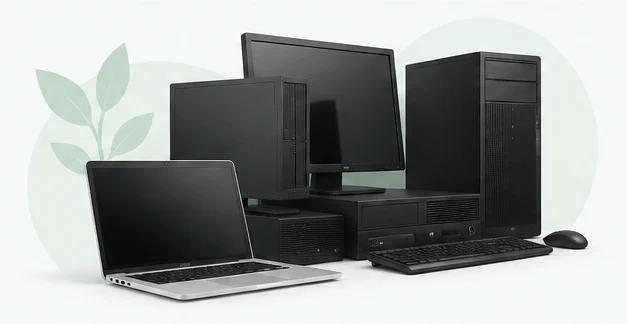 Retired office computer displayed